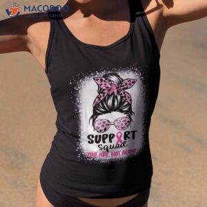Support Squad Messy Bun Pink Warrior Breast Cancer Awareness Shirt
