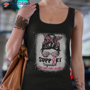 support squad messy bun pink warrior breast cancer awareness shirt tank top 4