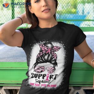 support squad messy bun pink warrior breast cancer awareness shirt tshirt 1