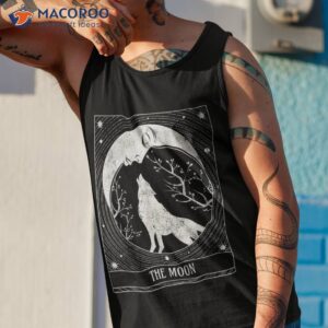 tarot card distressed crescent moon and wolf shirt tank top 1