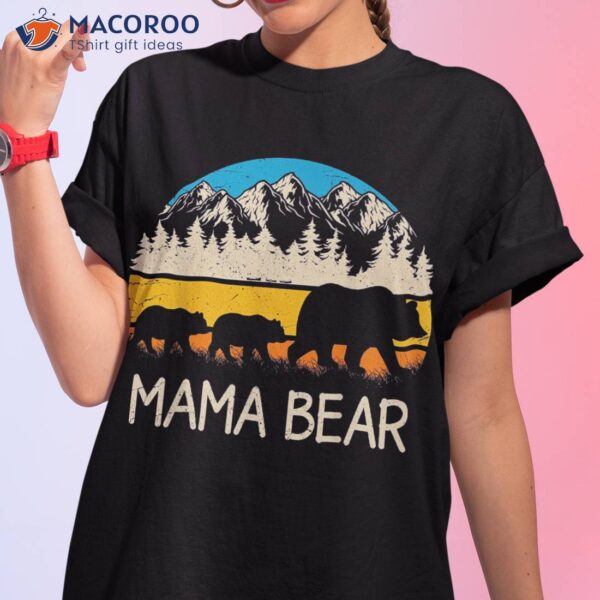 Tee Retro Mountains Mother’s Day Mama Bear With 2 Cubs Shirt