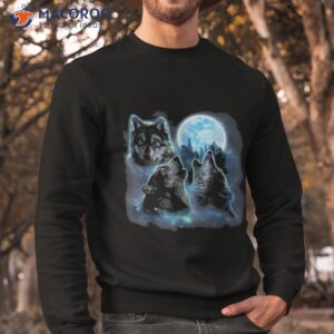 three wolves howling under icy full moon gray wolf shirt sweatshirt