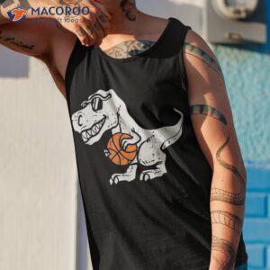 trex dinosaur basketball cute sport toddler player kids boys shirt tank top 1