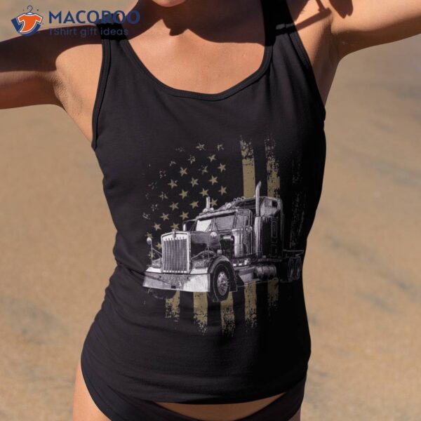 Trucker American Flag Big Rig Semi-trailer Truck Driver Gift Shirt