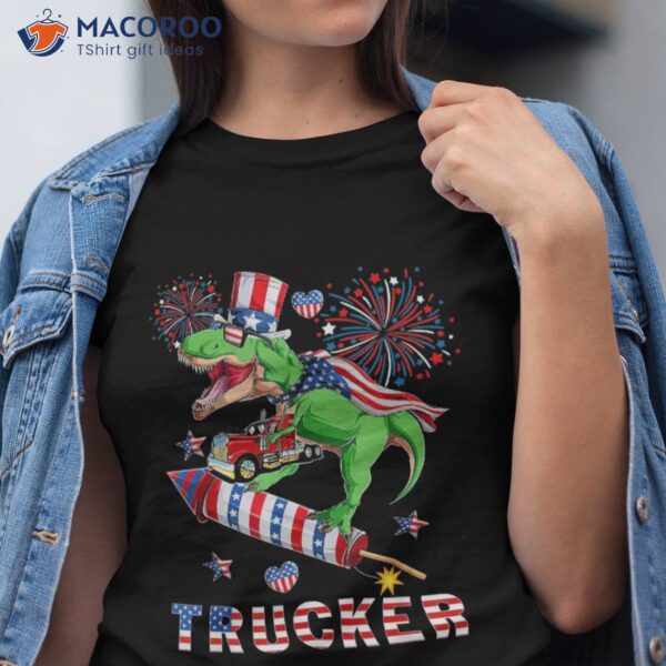 Trucker Costume T-rex Sunglasses Riding Firecrackers Shirt