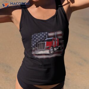 Trucker T Shirt With American Flag And Big Rig