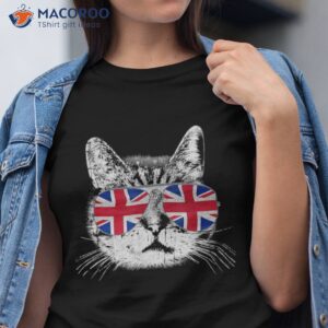 Uk Union Jack British Flag England Cat Sunglasses Gift Shirt