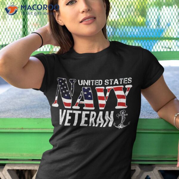 United States Vintage Navy With American Flag For Veteran Shirt