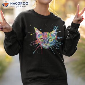 vibrant color ink splash cat shirt sweatshirt 2