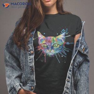 Vibrant Color Ink Splash Cat Shirt