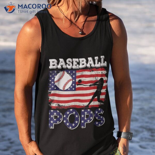 Vintage American Flag Baseball Pops Costume Player Coach Shirt