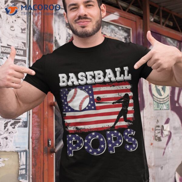 Vintage American Flag Baseball Pops Costume Player Coach Shirt