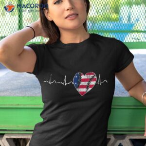 vintage usa flag baseball heart pulse for lover shirt tshirt 1