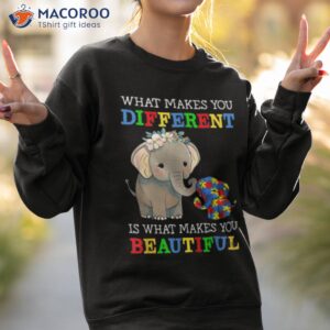 what makes you different elephant mom autism awareness shirt sweatshirt 2