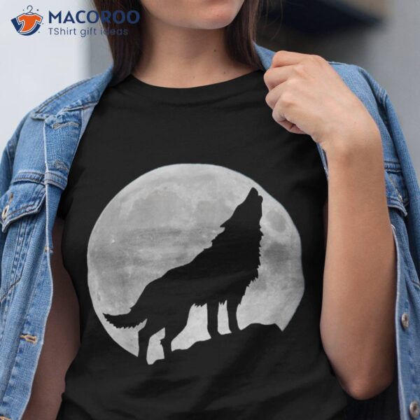 Wolf In Moon Light T Shirt – Cool Full Dog Pup Howling Tee