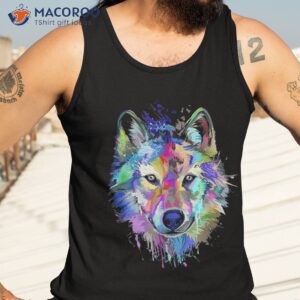 wolf splash art animal face lover shirt tank top 3