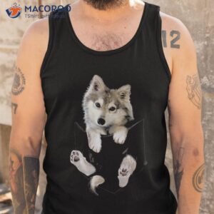 wolf white pup in pocket shirt wolves tee gifts tank top