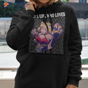 womens just a girl who loves anime and cats anime v neck shirt hoodie