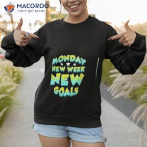 womens monday design for weekday working lover new week new goals v neck shirt sweatshirt