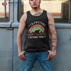 yellowstone national park vintage nature retro sunset shirt tank top 2