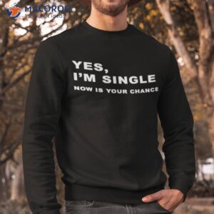 yes im single now is your chance shirt sweatshirt