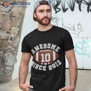 10 Year Old Awesome Since 2013 Football 10th Birthday Kids Shirt