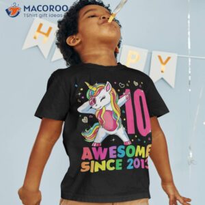 10 Year Old Unicorn Dabbing 10th Birthday Girl Party Shirt