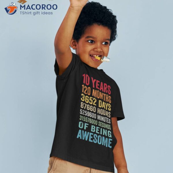 10 Years Old 10th Birthday Gift Vintage Retro 120 Months Shirt