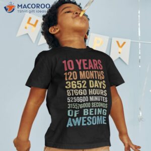 10 years old 10th birthday gift vintage retro 120 months shirt tshirt