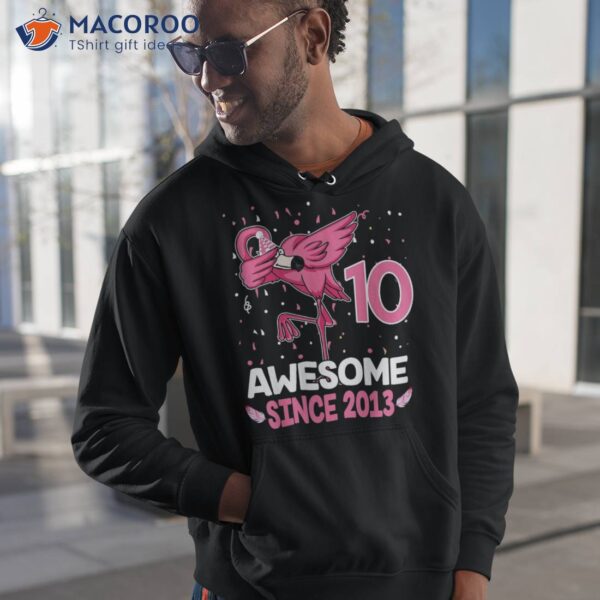 10 Years Old Awesome Since 2013 Dab Flamingo 10th Birthday Shirt