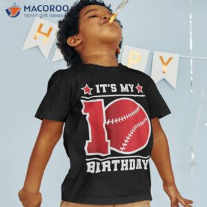 10 Years Old Birthday Baseball Softball -boy Girl Kids Sport Shirt