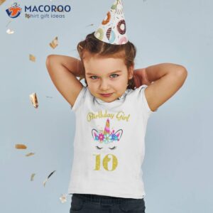 10 Years Old Gifts 10th Birthday Girl Funny Unicorn Face Shirt