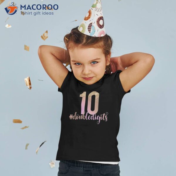 10th Birthday Double Digits Girls Ten 10 Peach Ombre Kids Shirt