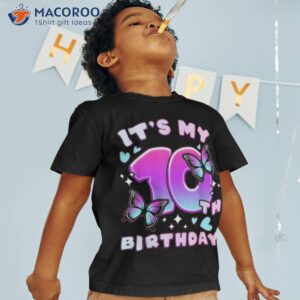 10th birthday girl 10 years butterflies and number shirt tshirt