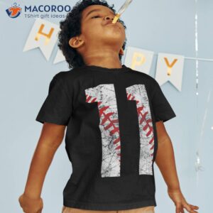 11th birthday baseball big number eleven 11 year old boy shirt tshirt