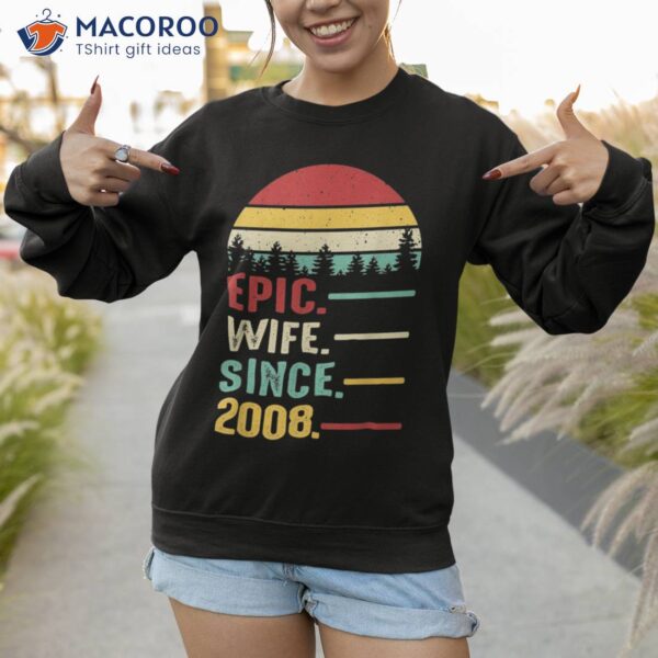 15th Wedding Anniversary For Her Epic Wife Since 2008 Shirt