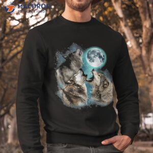 3 wolf moon howling head funny wolves for shirt sweatshirt