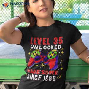 35th birthday gift boys level 35 unlocked years old gamer shirt tshirt 1