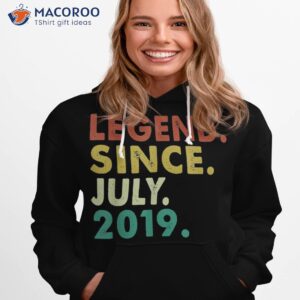 4th Birthday Gift 4 Years Old Legend Since July 2019 Shirt