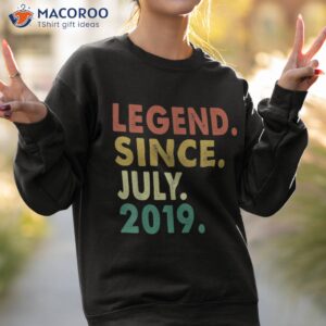 4th birthday gift 4 years old legend since july 2019 shirt sweatshirt 2