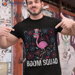 4th Of July Boom Squad Flamingo Us Flag Patriotic Fireworks Shirt
