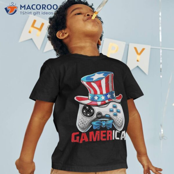 4th Of July Video Game American Flag Uncle Sam Gamer Boys Shirt