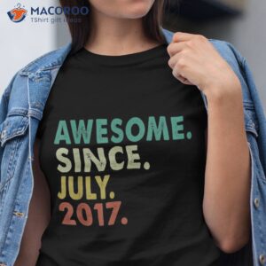 6 Years Old Gifts Awesome Since July 2017 6th Birthday Shirt