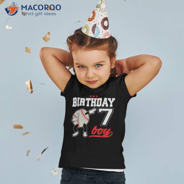 7 Year Old Birthday Dabbing Baseball Shirt 7th Boy Gift