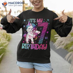 7 year old gifts unicorn flossing 7th birthday girl party shirt sweatshirt