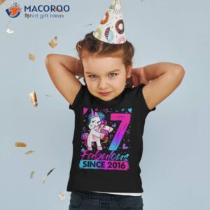 7 Years Old Flossing Unicorn Gifts 7th Birthday Girl Party Shirt