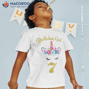 7 Years Old Gifts 7th Birthday Girl Funny Unicorn Face Shirt