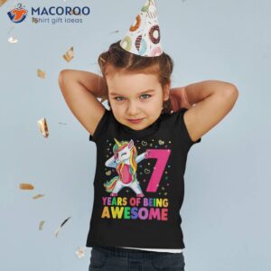 7 years old unicorn dabbing 7th birthday girl party shirt tshirt 2