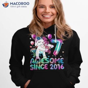 7 years old unicorn flossing 7th birthday girl party shirt hoodie 1