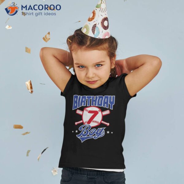 7th Birthday Baseball Themed Party 7 Year Old Boy Shirt